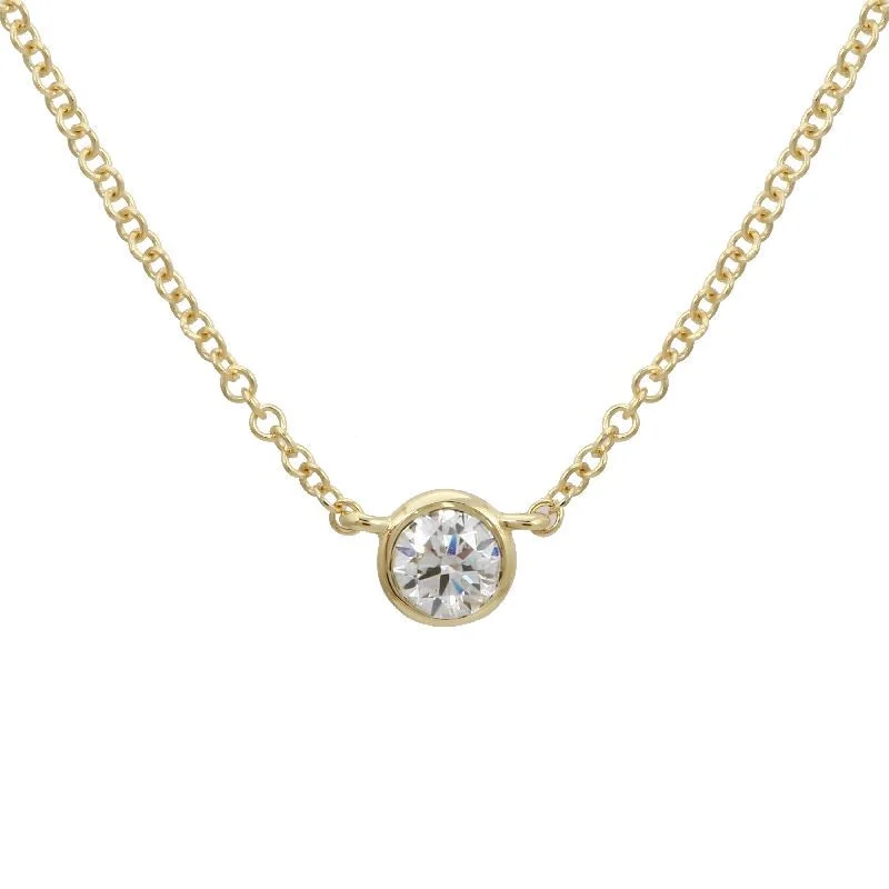 14k Yellow Gold bezeled Diamond Necklace