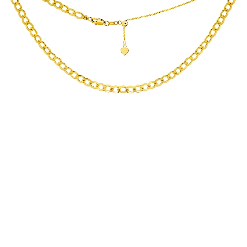 14K Yellow Gold Plain Curb Link Choker