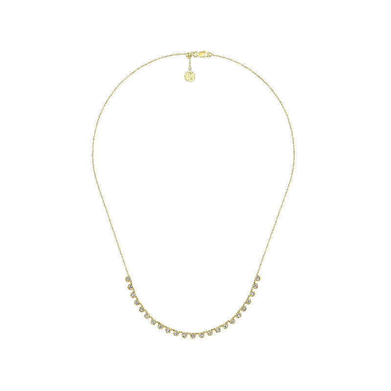 14K Yellow Gold Diamond Choker Adjustable Necklace