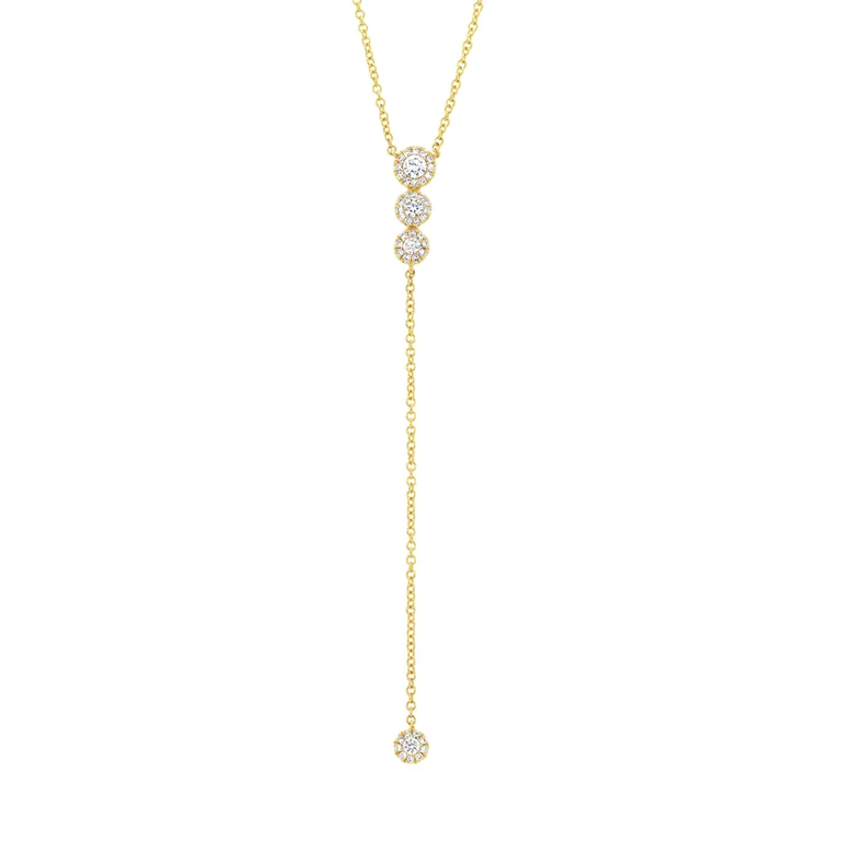 14K Yellow Gold Diamond Circle Lariat necklace