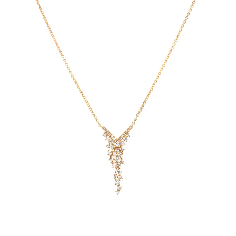 14K Yellow Gold Diamond Cluster Necklace