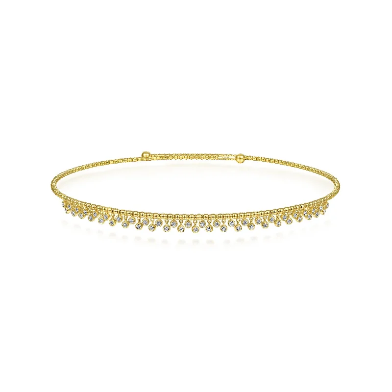 14K Yellow Gold Diamond Dangle Choker Necklace