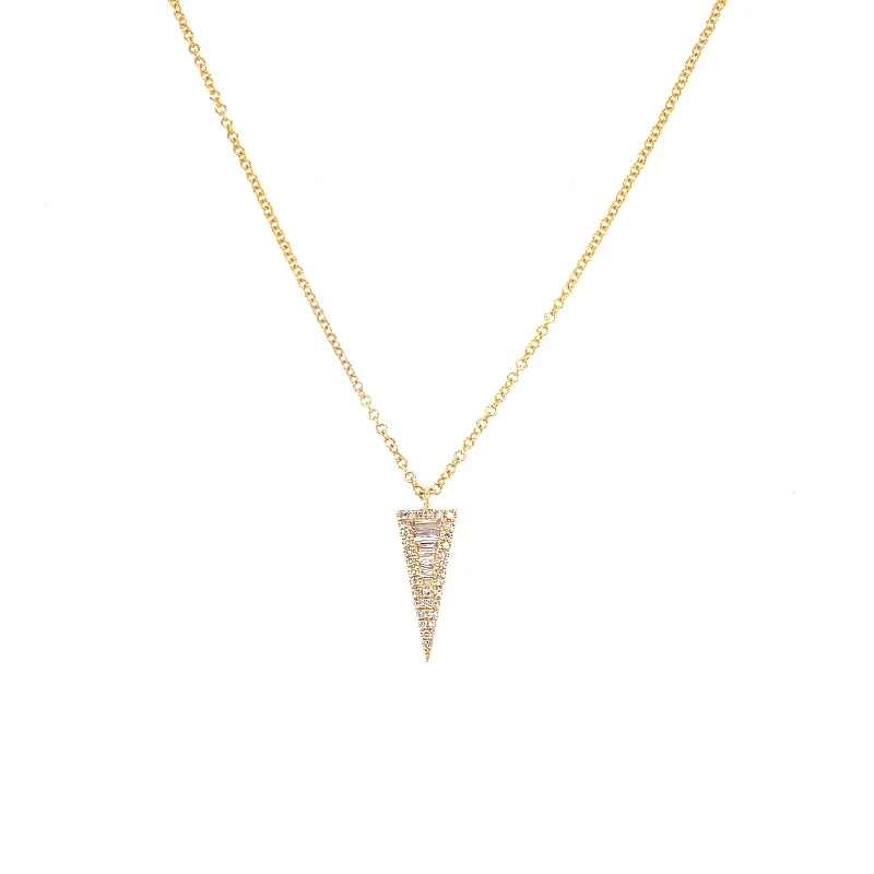 14K Yellow Gold Diamond Mini Triangle Necklace