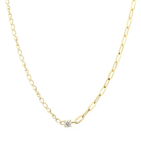 14K Yellow Gold Diamond Mixed Chain Necklace