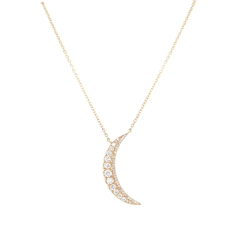 14K Yellow Gold Diamond Moon Necklace