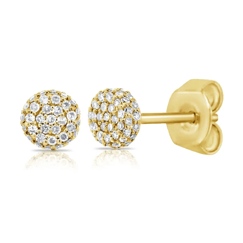 14K Yellow Gold Diamond Raised Disc Extra-Small Earrings