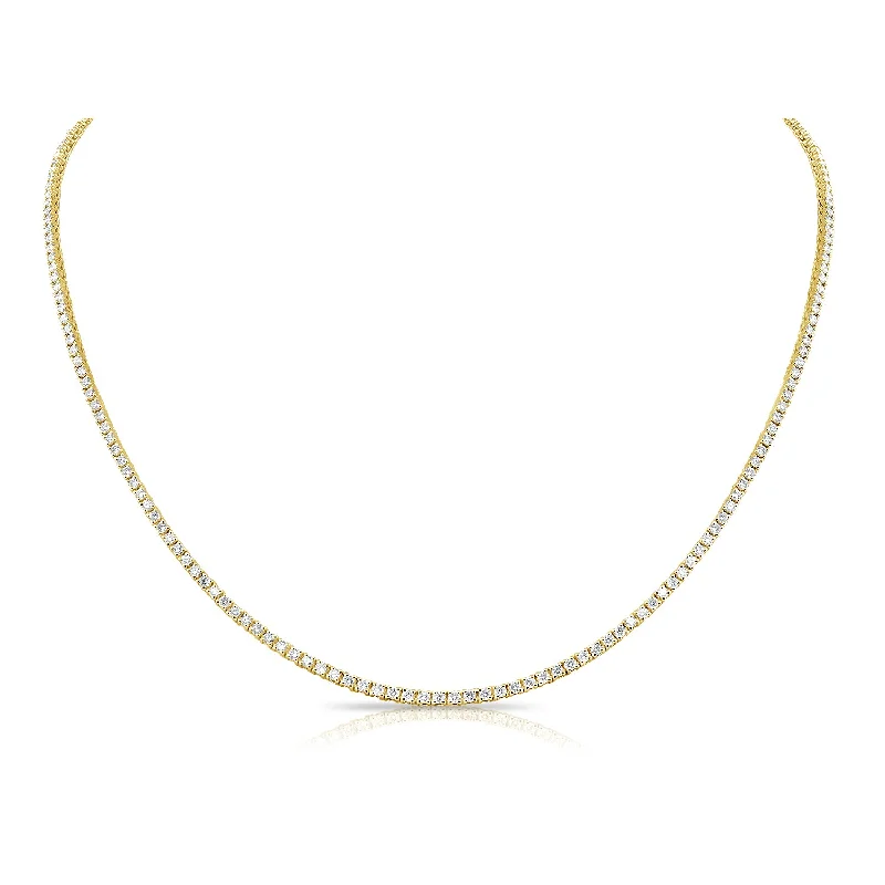 14K Yellow Gold Diamond Tennis Necklace