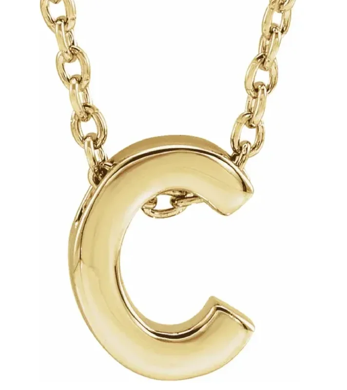 14K Yellow Plain Uppercase Initial Necklace