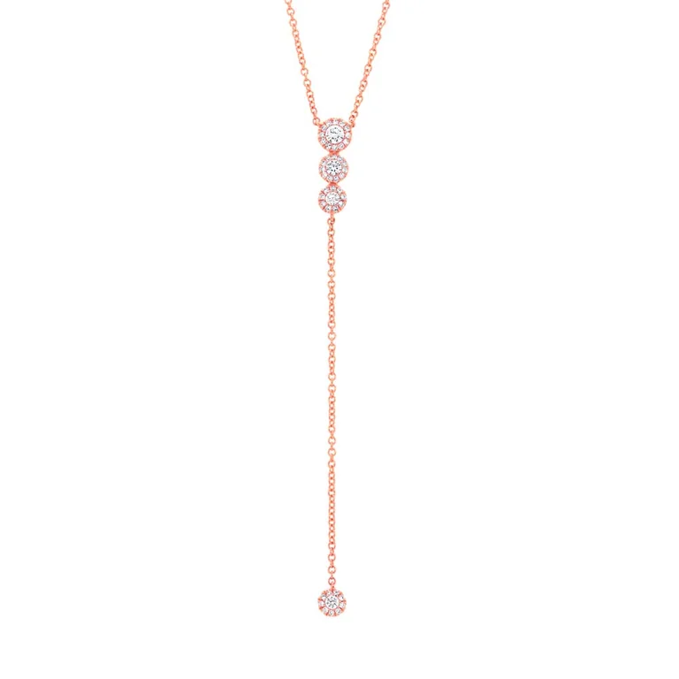 14K Rose Gold Diamond Circle Lariat necklace