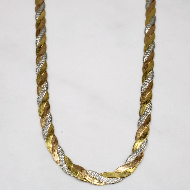 petite diamond promise ring 18k Tri Tone Gold Woven Necklace | 16" |