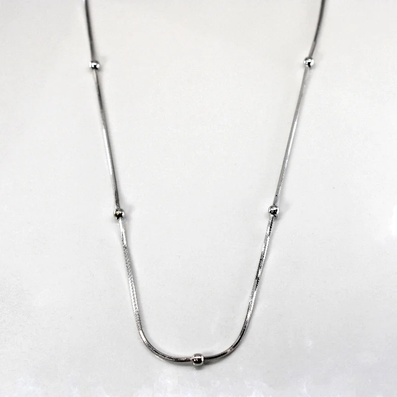 statement gold cuff earrings 18k White Gold Beaded Chain | 19.5"|