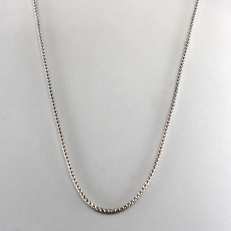 handcrafted gold stud earrings 18k White Gold Popcorn Chain | 24"|