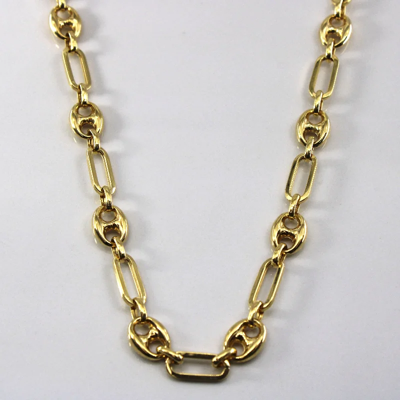 boho beaded statement necklace 18k Yellow Gold Anchor Chain | 19"|