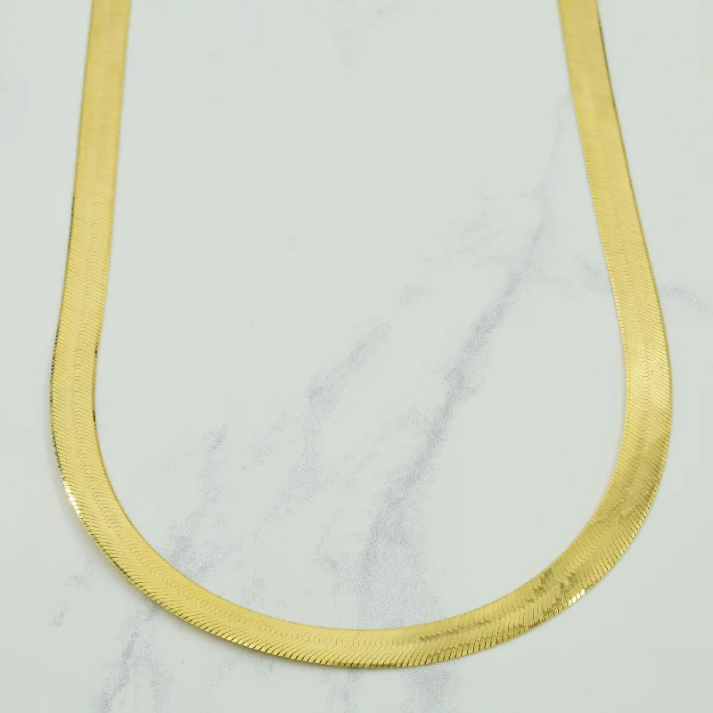 handcrafted gemstone ring women 18k Yellow Gold Herringbone Chain | 17.75" |