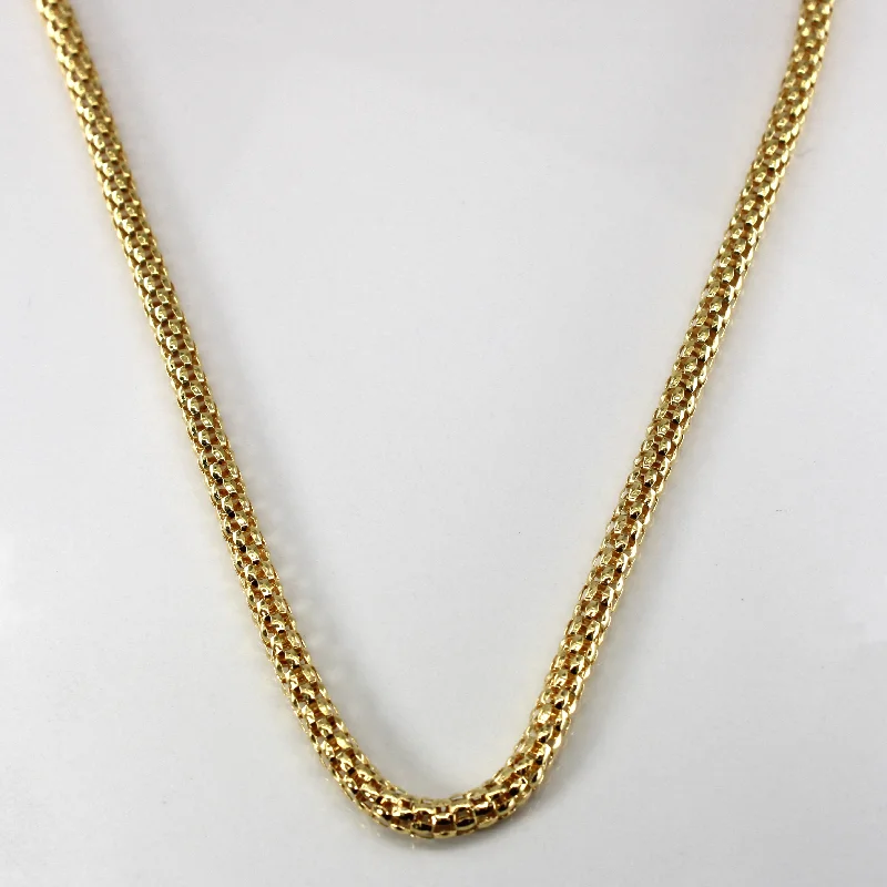 handmade silk thread earrings 18k Yellow Gold Popcorn Chain | 20"|