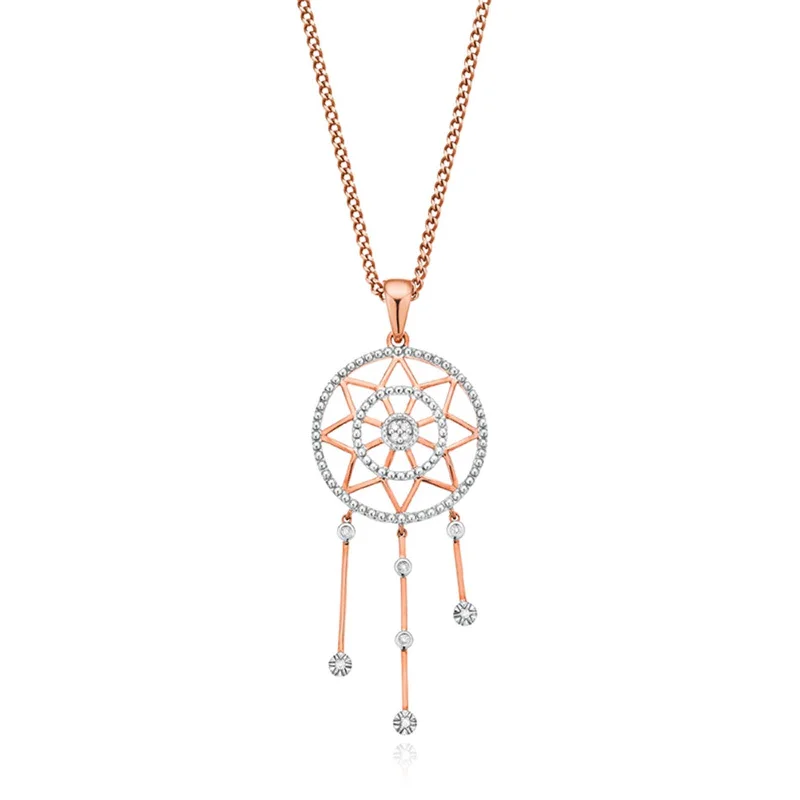 customized infinity bracelet 9ct Rose Gold & Diamond Set Dream Catcher Pendant