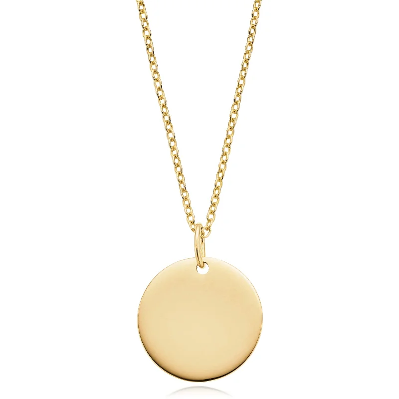 wedding anniversary diamond ring 9ct Yellow Gold 45cm Disc Necklace