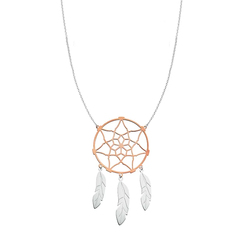 personalized pet photo necklace Sterling Silver & Rose Gold Plated 65-70cm Dream Catcher Necklace