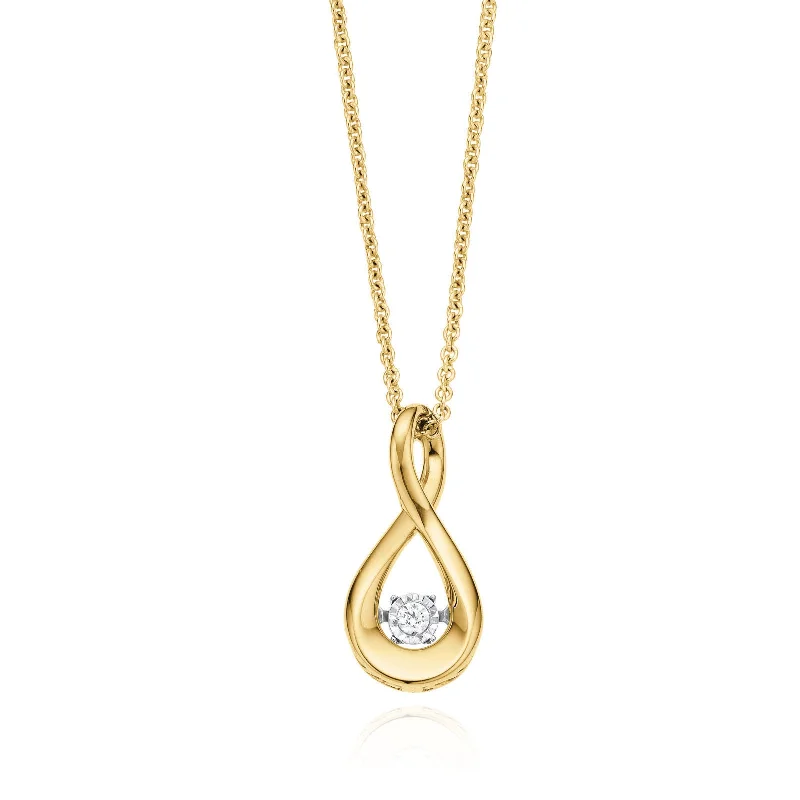 gemstone teardrop earrings 9ct Yellow Gold & Diamond Set Dancing Diamond Infinity Pendant