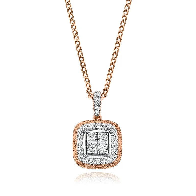 handcrafted opal inlay ring New York 14ct Rose Gold Princess Cut with 1/4 CARAT tw of  Diamond Pendant