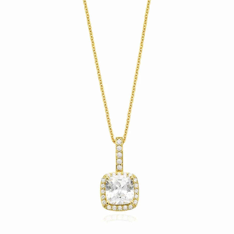 gemstone infinity bracelet HUSH 9ct Yellow Gold Cushion & Round Brilliant Cut with 2.70 CARAT tw of Diamond Simulants Pendant