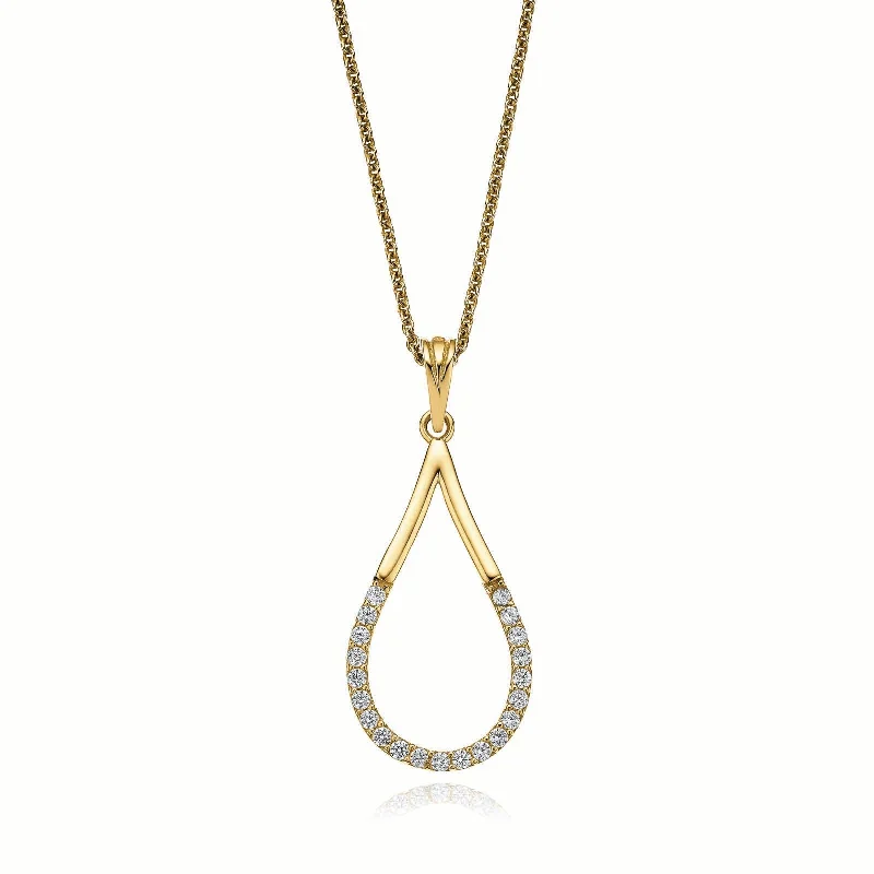 personalized gemstone pendant necklace 9ct Yellow Gold Cubic Zirconia Tear Drop Pendant