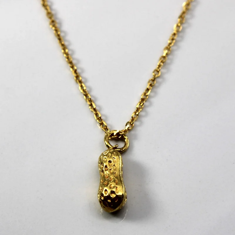 personalized couple’s bracelet engraved 24k Yellow Gold Peanut Pendant Necklace | 17"|