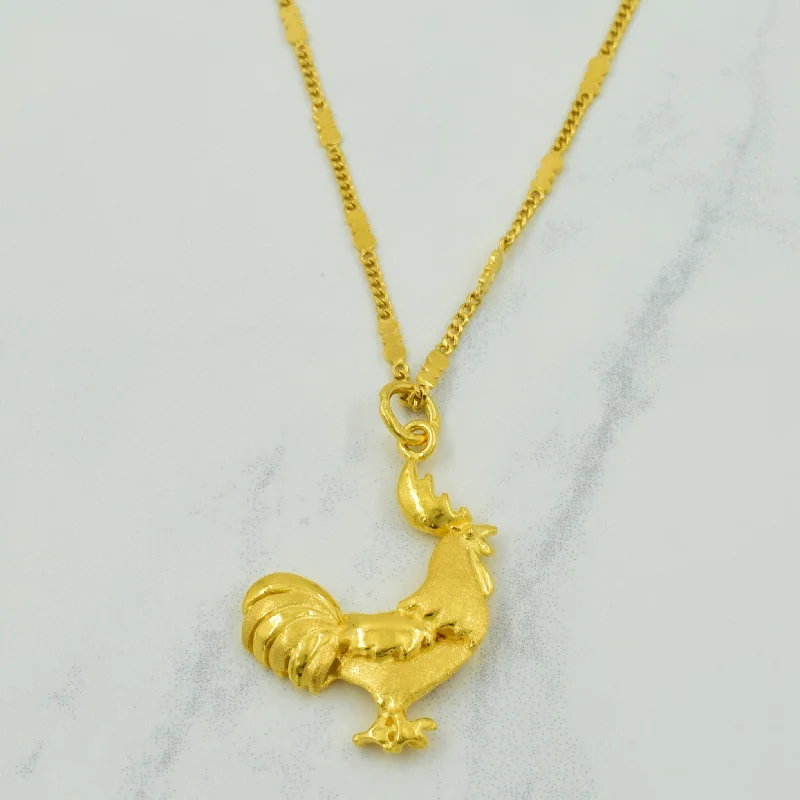 unique promise ring for girlfriend 24k Yellow Gold Rooster Necklace | 20" |