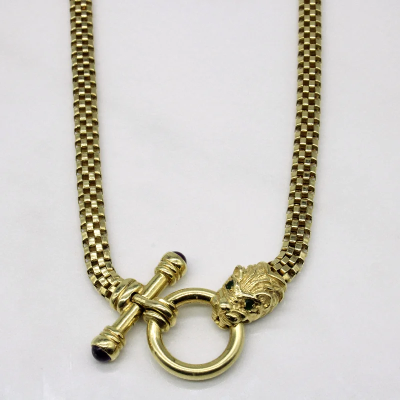 dainty feather charm necklace Amethyst & Emerald Animal Head Clasp Necklace | 0.40ctw, 0.04ctw | 18" |