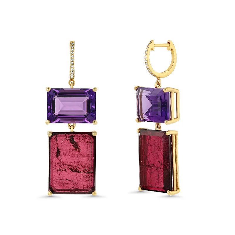 white opal engagement ring AMETHYST & TOURMALINE EARRINGS