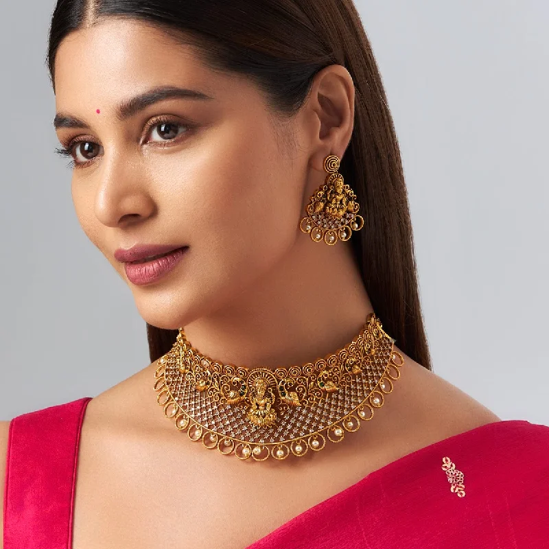 handcrafted gold stud earrings Antique Necklace 158114