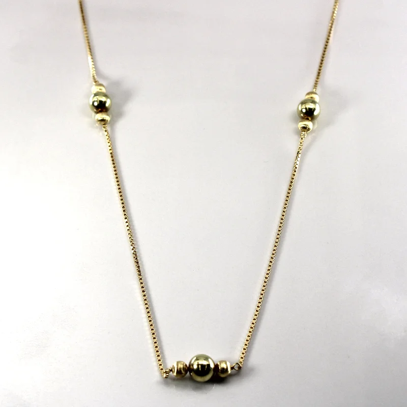 silver infinity knot ring 14K Yellow Gold Beaded Box Chain Long Necklace | 30"|