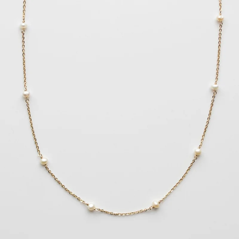 white gold diamond cluster ring Pearl Station Necklace