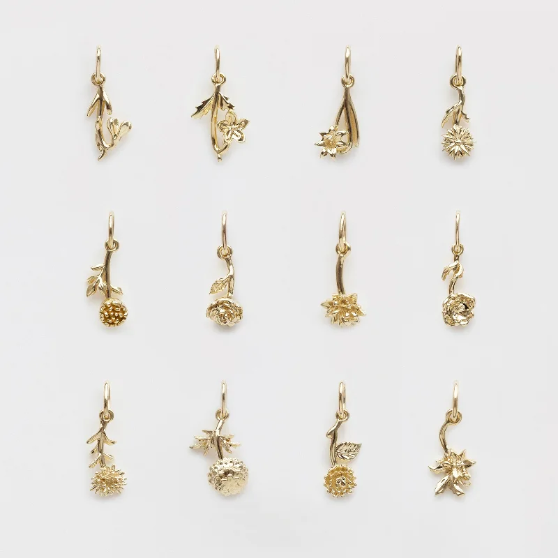 classic gemstone stud earrings Birth Flower Charm