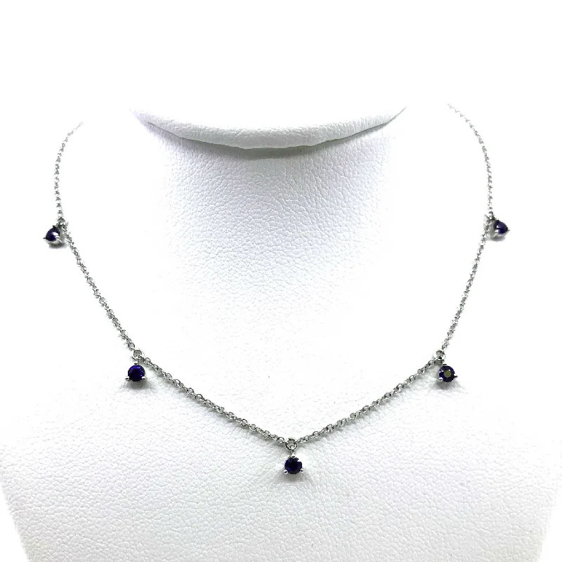 vintage diamond drop necklace Blue Sapphire Necklace