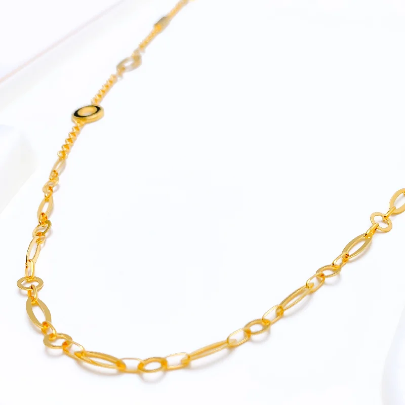 Bold Geometric Halo 21k Gold Long Necklace