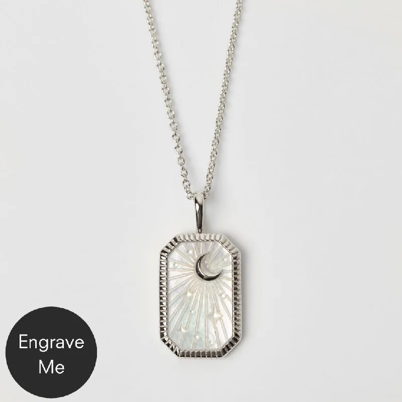 unique zodiac constellation necklace Celestial Mother Of Pearl Tarot Engravable Necklace