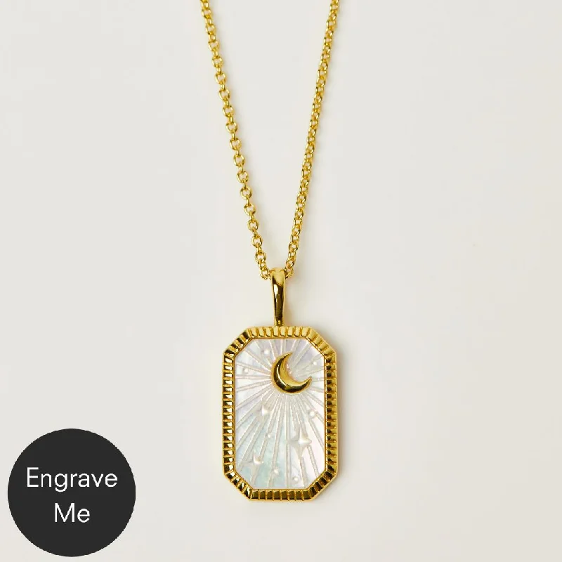 modern baguette diamond ring Celestial Mother Of Pearl Tarot Engravable Necklace