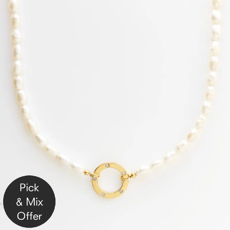 silver lotus flower earrings Celestial Star Set Clasp Pearl Necklace