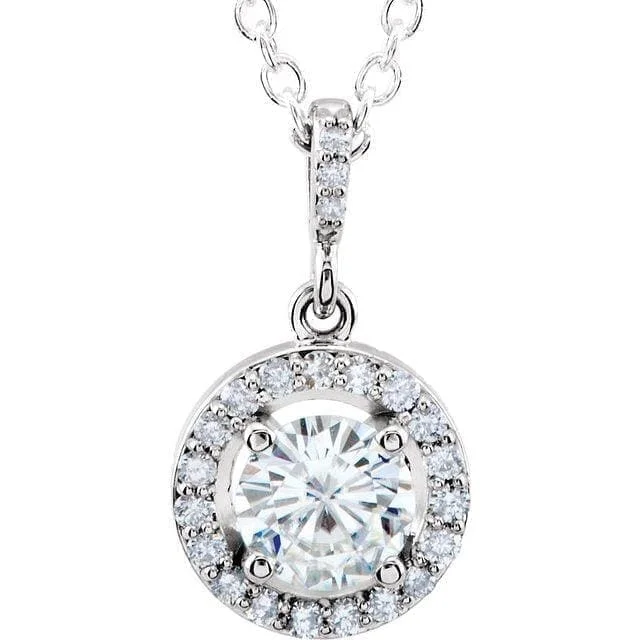 infinity heart necklace personalized Charles & Colvard Moissanite® Diamond Halo-Style Necklace at Regard Jewelry in Austin, Texas infinity heart necklace personalized Charles & Colvard Moissanite® Diamond Halo-Style Necklace at Regard Jewelry in Austin, Texas
