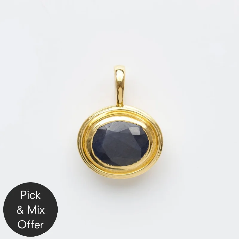 hammered silver pendant necklace Vintage Sapphire Pendant