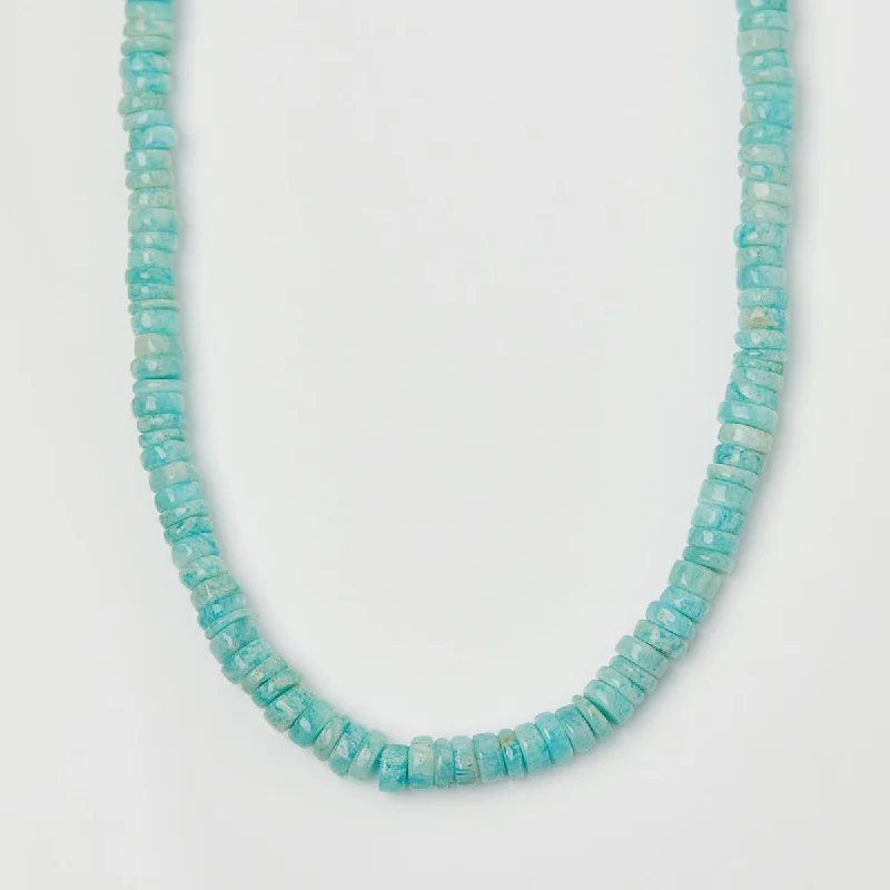 emerald-cut aquamarine necklace Santorini Chunky Amazonite Beaded Necklace