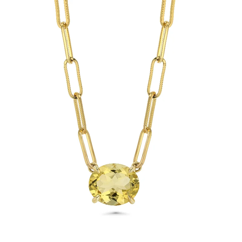 hammered gold disc necklace Citrine Oval Necklace
