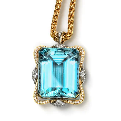 handcrafted raw crystal pendant Color Pendant in 18k Gold with Diamonds