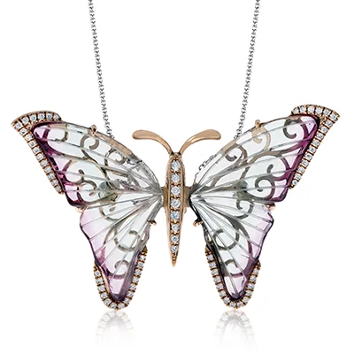 white gold necklace simple Color Pendant in 18k Gold with Diamonds