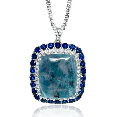 cubic zirconia tennis necklace Color Pendant in 18k Gold with Diamonds