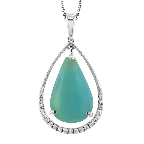 delicate gold band ring Color Pendant in 18k Gold with Diamonds