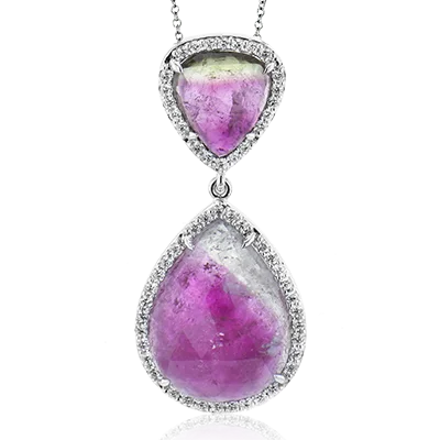 luxury diamond anniversary band Color Pendant in 18k Gold with Diamonds