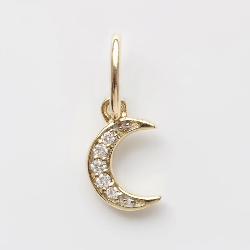 dainty gemstone choker necklace Diamond Crescent Moon Charm