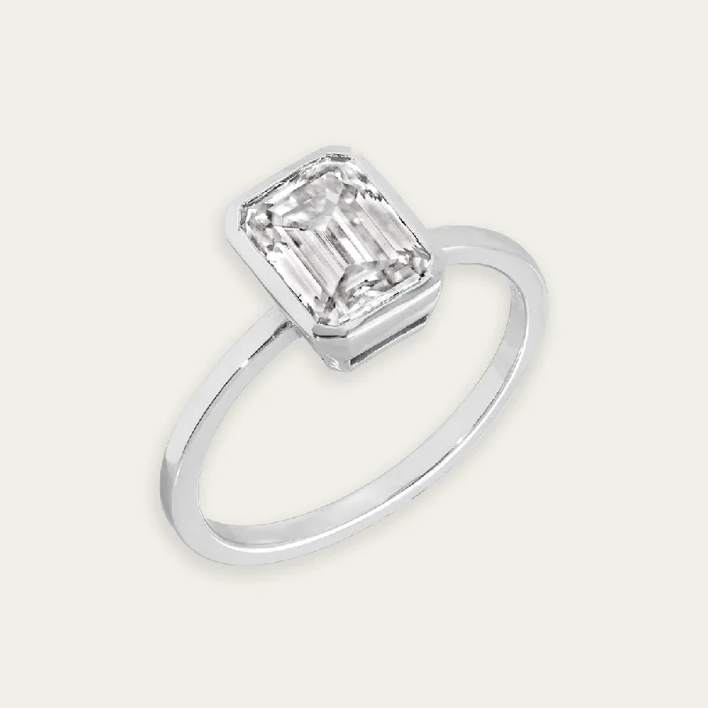 hammered silver pendant necklace DIAMOND EMERALD CUT BEZEL SET RING